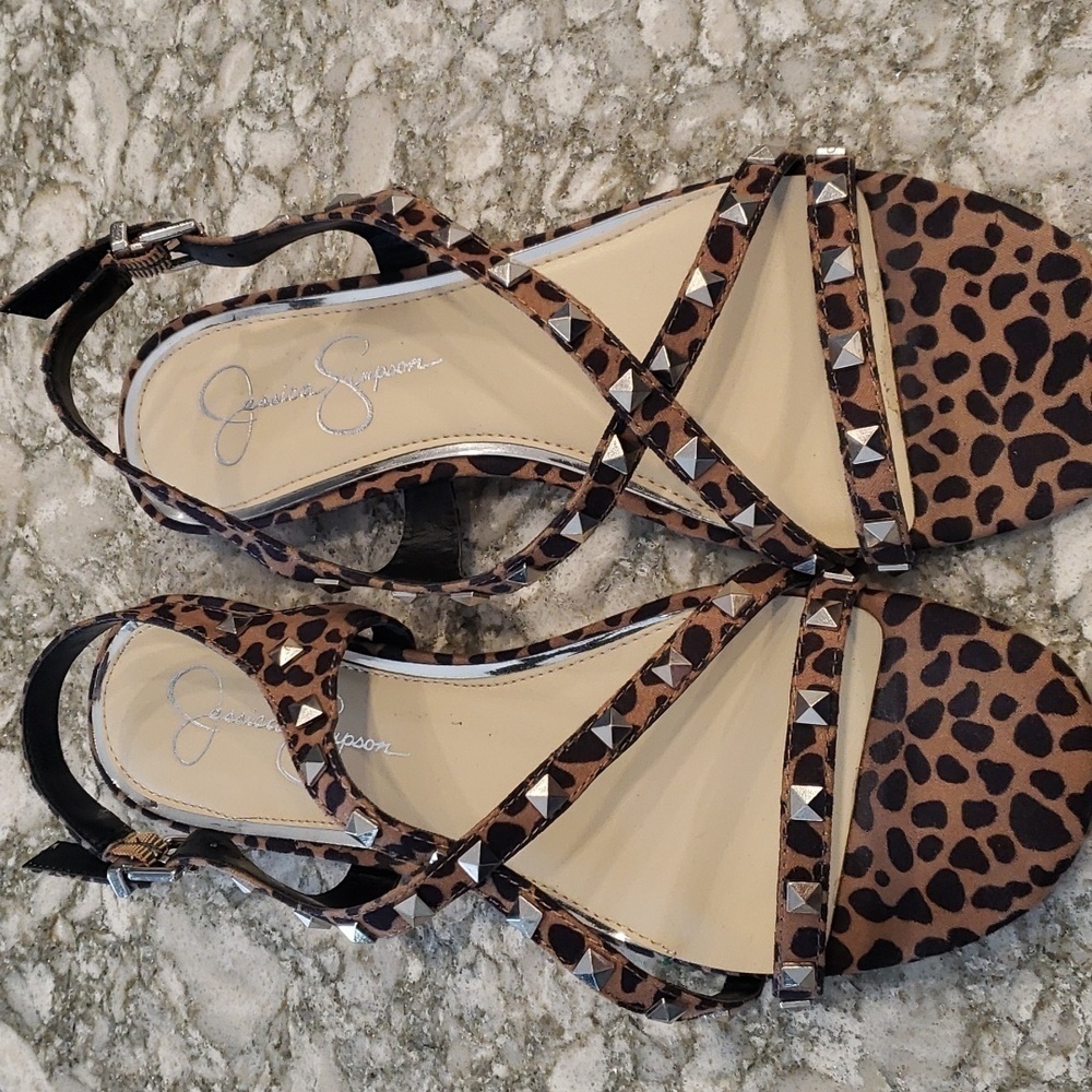 Jessica Simpson Trixtelle Animal print sling back Studded Sandals